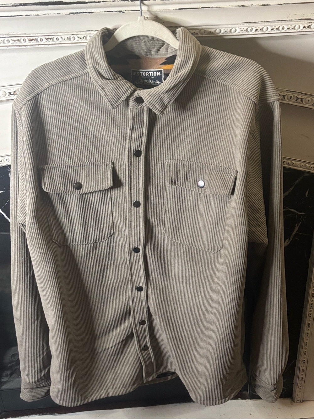 Men's Taupe Corduroy Shirt Jacket by Distortion